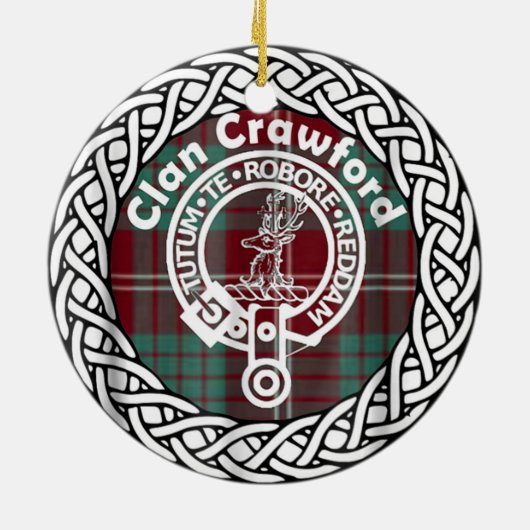 Scottish Clan Crawford Tartan en Crest Keramisch Ornament (Achterkant)