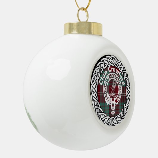 Scottish Clan Crawford Tartan en Crest Keramische Bal Ornament (Links)
