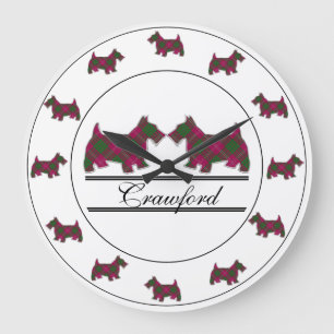 Scottish Clan Crawford Tartan Pset Scottie Dogs Grote Klok