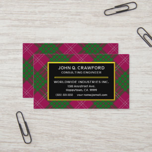 Scottish Clan Crawford Tartan Pset Visitekaartje
