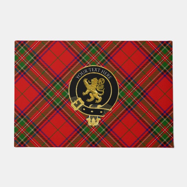 Scottish Clan Crest Lion Tartan Doormat Deurmat (Voorkant)