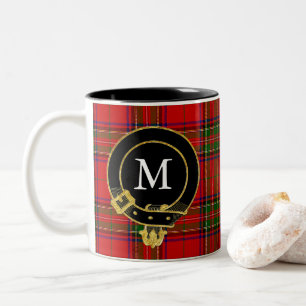 Scottish Clan Crest Monogram Tartan Tweekleurige Koffiemok