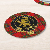 Scottish Clan Crest Rampart Tartan Ronde Kartonnen Onderzetter (Gebogen)