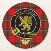 Scottish Clan Crest Rampart Tartan Ronde Kartonnen Onderzetter (Voorkant)