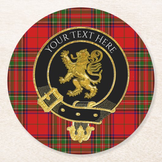 Scottish Clan Crest Rampart Tartan Ronde Kartonnen Onderzetter (Voorkant)