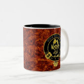 Scottish Clan Crest Roos Thistle Burl Pattern Tweekleurige Koffiemok (Voorkant rechts)