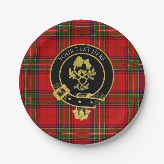 Scottish Clan Crest Roos Thistle Tartan Papieren Bordje (Voorkant)