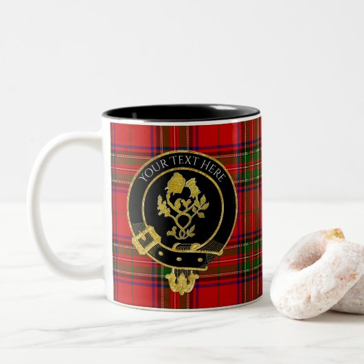 Scottish Clan Crest Roos Thistle Tweekleurige Koffiemok (Met donut)