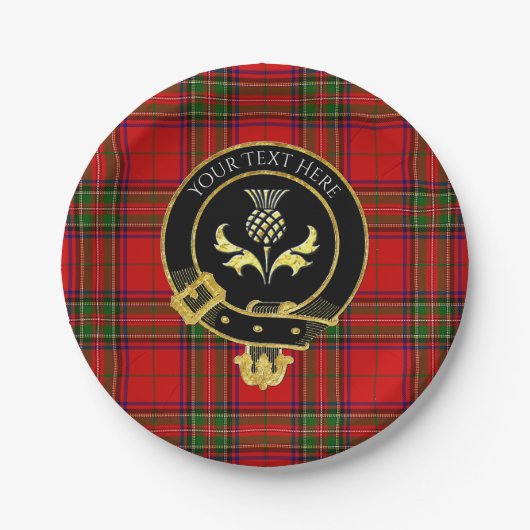 Scottish Clan Crest Thistle Tartan Papieren Bordje (Voorkant)