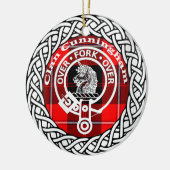 Scottish Clan Cunningham Tartan en Crest Keramisch Ornament (Links)