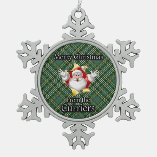 Scottish Clan Currie Currier Tartan Tin Sneeuwvlok Ornament (Voorkant)