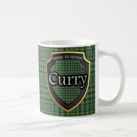 Scottish Clan Currie Curry Tartan Shield Koffiemok (Rechts)