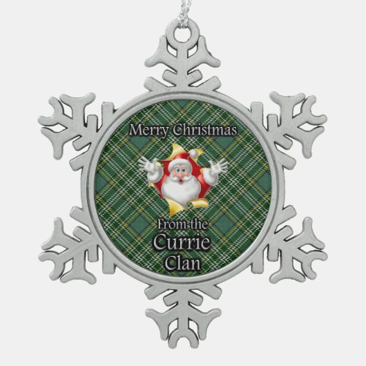 Scottish Clan Currie Tartan Kerstornament Tin Sneeuwvlok Ornament (Voorkant)