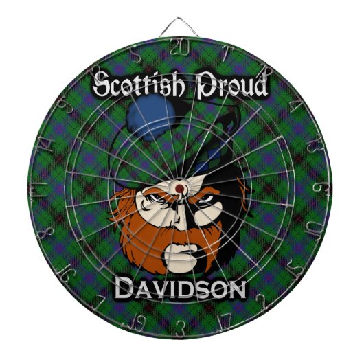 Scottish Clan Davidson Tartan Dartboard Dartbord (Voorkant)