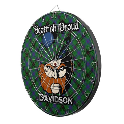 Scottish Clan Davidson Tartan Dartboard Dartbord (Voorkant Rechts)