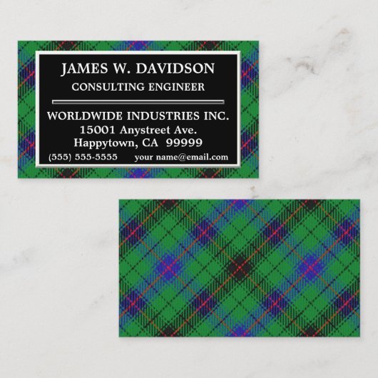 Scottish Clan Davidson Tartan Plays Visitekaartje (Voorkant / Achterkant)