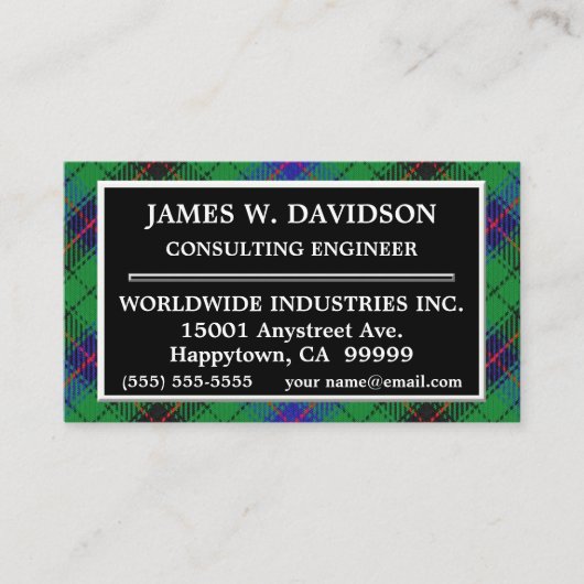 Scottish Clan Davidson Tartan Plays Visitekaartje (Voorkant)