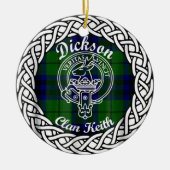 Scottish Clan Dickson Tartan en Crest Keramisch Ornament (Voorkant)