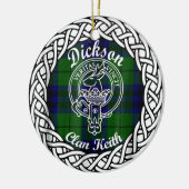 Scottish Clan Dickson Tartan en Crest Keramisch Ornament (Links)