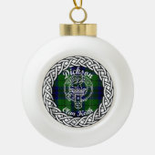Scottish Clan Dickson Tartan en Crest Keramische Bal Ornament (Voorkant)