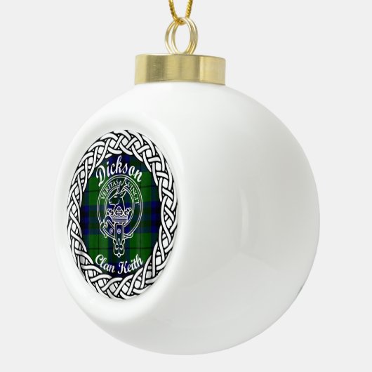 Scottish Clan Dickson Tartan en Crest Keramische Bal Ornament (Rechts)