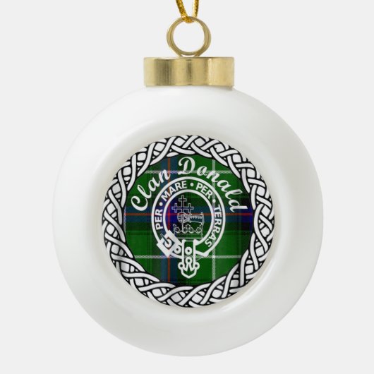 Scottish Clan Donald Tartan en Crest Keramische Bal Ornament (Voorkant)