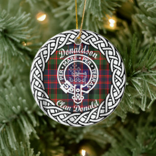 Scottish Clan Donaldson Donald Tartan en Crest Keramisch Ornament