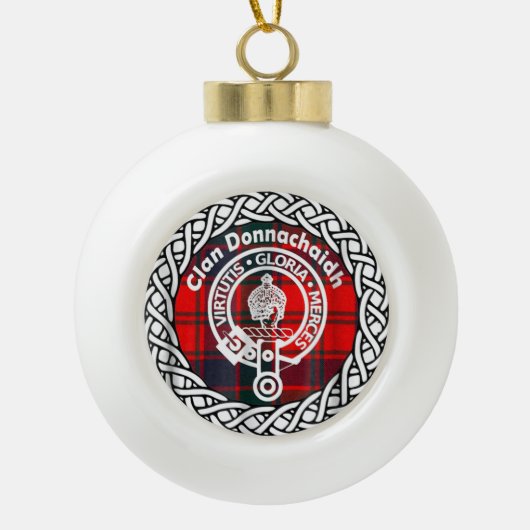 Scottish Clan Donnachaidh Tartan en Crest Keramische Bal Ornament (Voorkant)