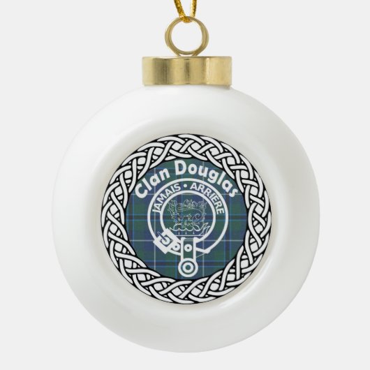 Scottish Clan Douglas Tartan en Crest Keramische Bal Ornament (Voorkant)