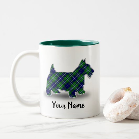 Scottish Clan Douglas Tartan Scottish Terrier Tweekleurige Koffiemok (Met donut)