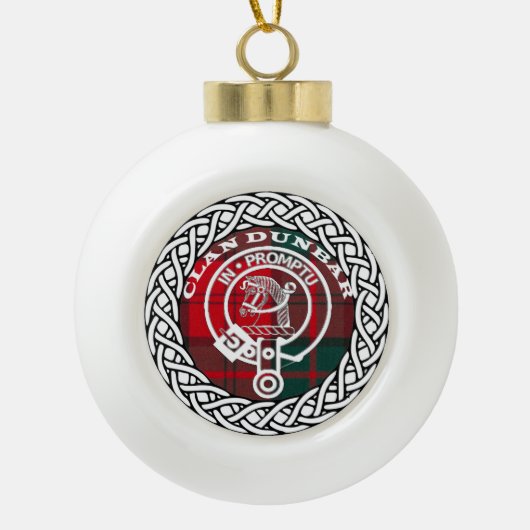 Scottish Clan Dunbar Tartan en Crest Keramische Bal Ornament (Voorkant)