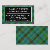 Scottish Clan Duncan Tartan Pset Visitekaartje (Voorkant / Achterkant)