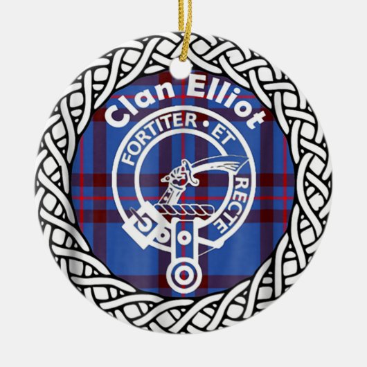 Scottish Clan Eliiot Tartan en Crest Keramisch Ornament (Voorkant)