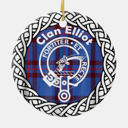 Scottish Clan Eliiot Tartan en Crest Keramisch Ornament (Achterkant)