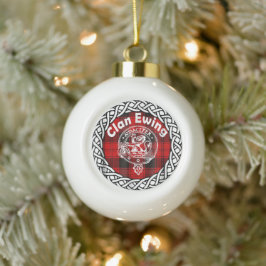 Scottish Clan Ewing Tartan en Crest Keramische Bal Ornament