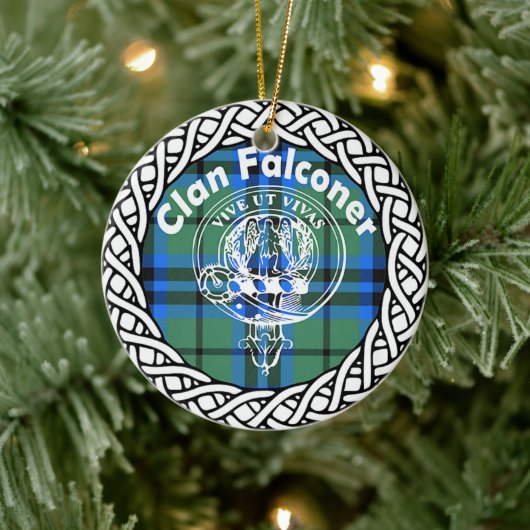 Scottish Clan Falconer Tartan en Crest Keramisch Ornament (Boom)