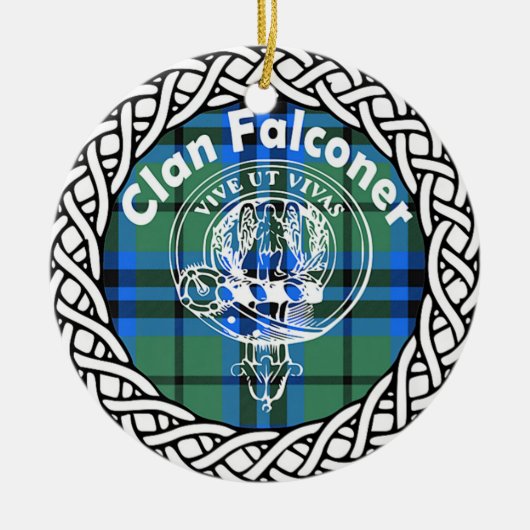 Scottish Clan Falconer Tartan en Crest Keramisch Ornament (Voorkant)