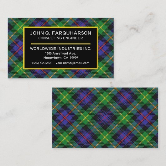 Scottish Clan Farquharson Tartan Pset Visitekaartje (Voorkant / Achterkant)