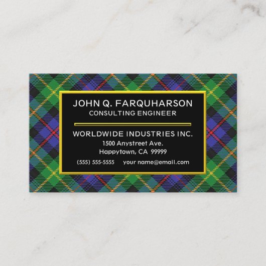 Scottish Clan Farquharson Tartan Pset Visitekaartje (Voorkant)