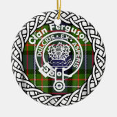 Scottish Clan Ferguson Tartan en Crest Keramisch Ornament (Voorkant)