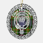 Scottish Clan Ferguson Tartan en Crest Keramisch Ornament (Links)