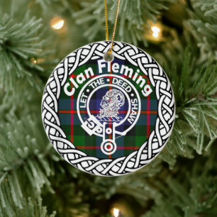 Scottish Clan Fleming Tartan en Crest Keramisch Ornament