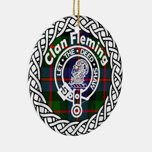Scottish Clan Fleming Tartan en Crest Keramisch Ornament (Rechts)