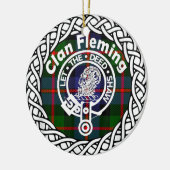 Scottish Clan Fleming Tartan en Crest Keramisch Ornament (Links)