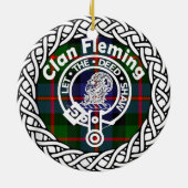 Scottish Clan Fleming Tartan en Crest Keramisch Ornament (Achterkant)