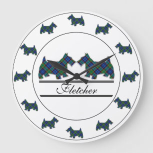 Scottish Clan Fletcher Tartan Pset Scottie Dogs Grote Klok