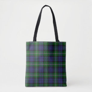 Scottish Clan Forbes Blue Green Tartan Pset Tote Bag