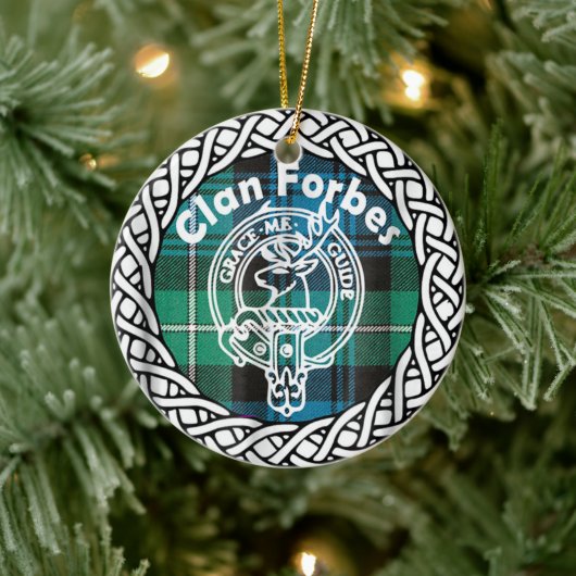 Scottish Clan Forbes Tartan en Crest Keramisch Ornament (Boom)