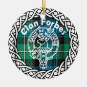 Scottish Clan Forbes Tartan en Crest Keramisch Ornament (Voorkant)
