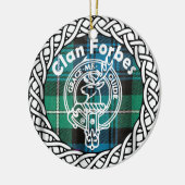 Scottish Clan Forbes Tartan en Crest Keramisch Ornament (Links)